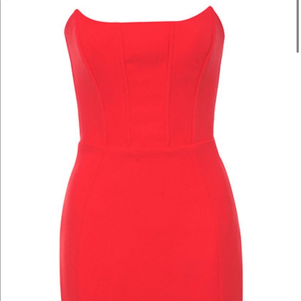 House of CB “Niaz” Red crepe bodice dress